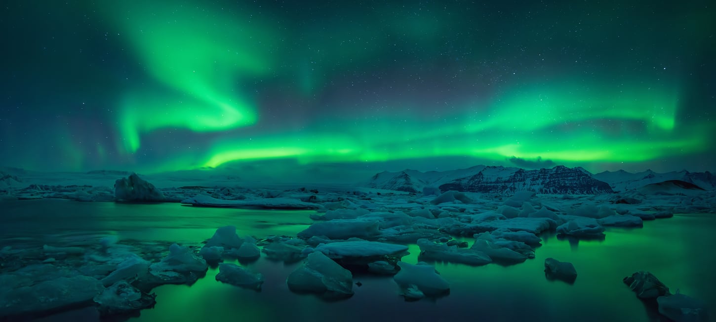 Northern Lights at Jökulsárlón Glacier Lagoon