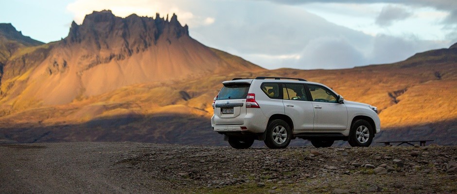 Toyota Land Cruiser 4x4 in February in Iceland.