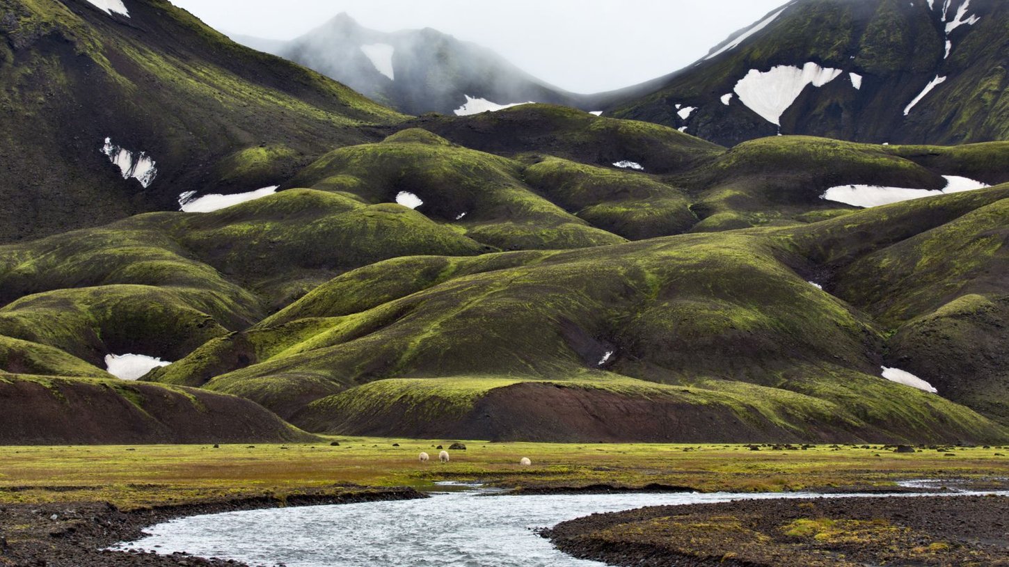 Landmannalaugar, Iceland, on a misty day
