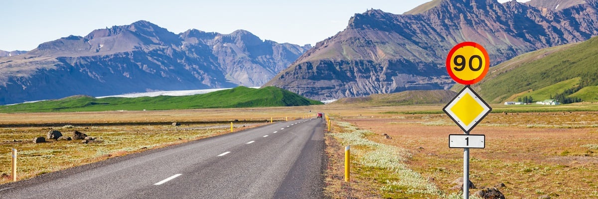 Speed limit sign in Iceland