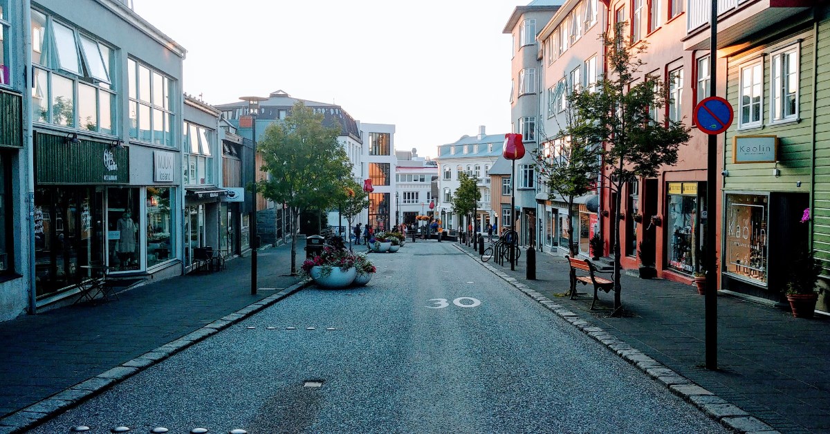 Shot of Laugavegur street in Reykjavik.