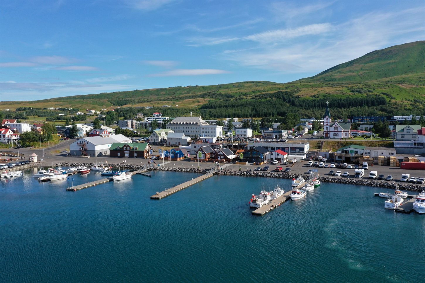 Buildings along the seaside in Husavik, Iceland