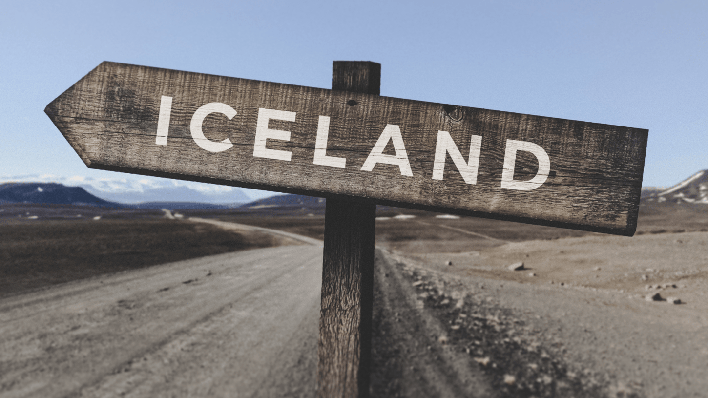 Iceland location sign.