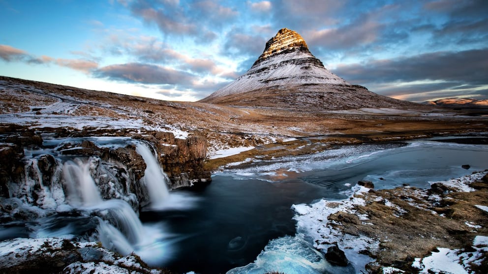 Kirkjufell Mountain on the Snæfellsnes Peninsula in Iceland.