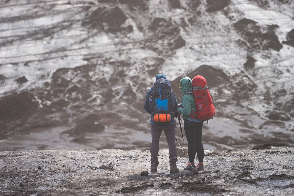 Couple hiking in Iceland.