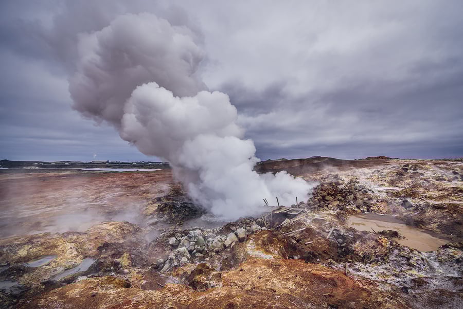 Gunnuhver geysir at Reykjanes peninsula.