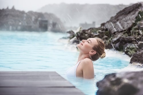 Visitor at Blue Lagoon Iceland.