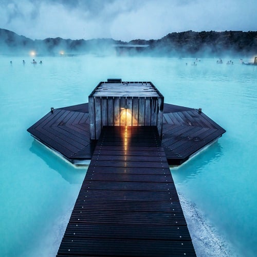 Blue Lagoon geothermal pool in Iceland.