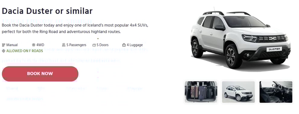 Dacia Duster 4x4 Banner - Iceland Car Rental