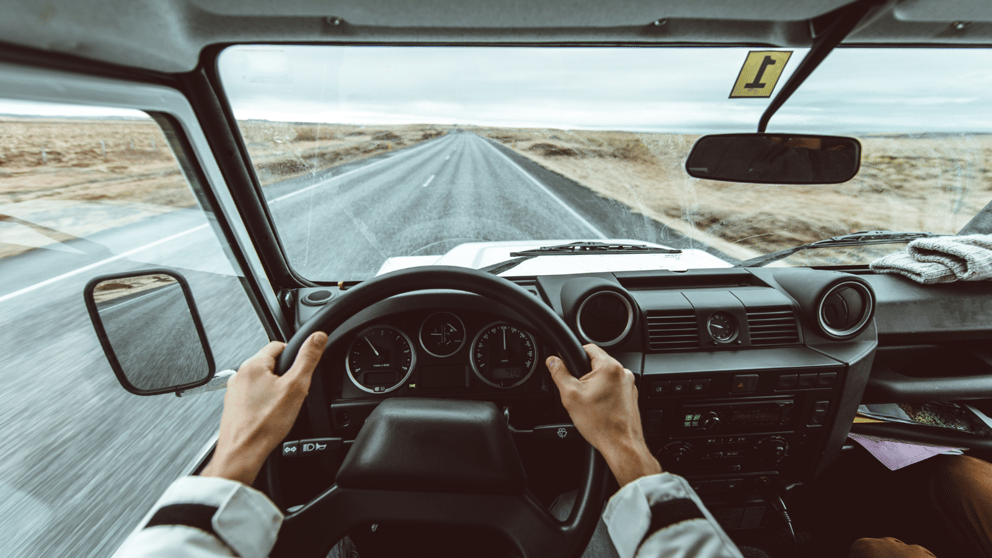 Person driving on the Icelandic roads
