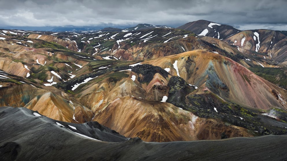 Famous rhyolite mountains at Landmannalaugar in the Highlands of Iceland.