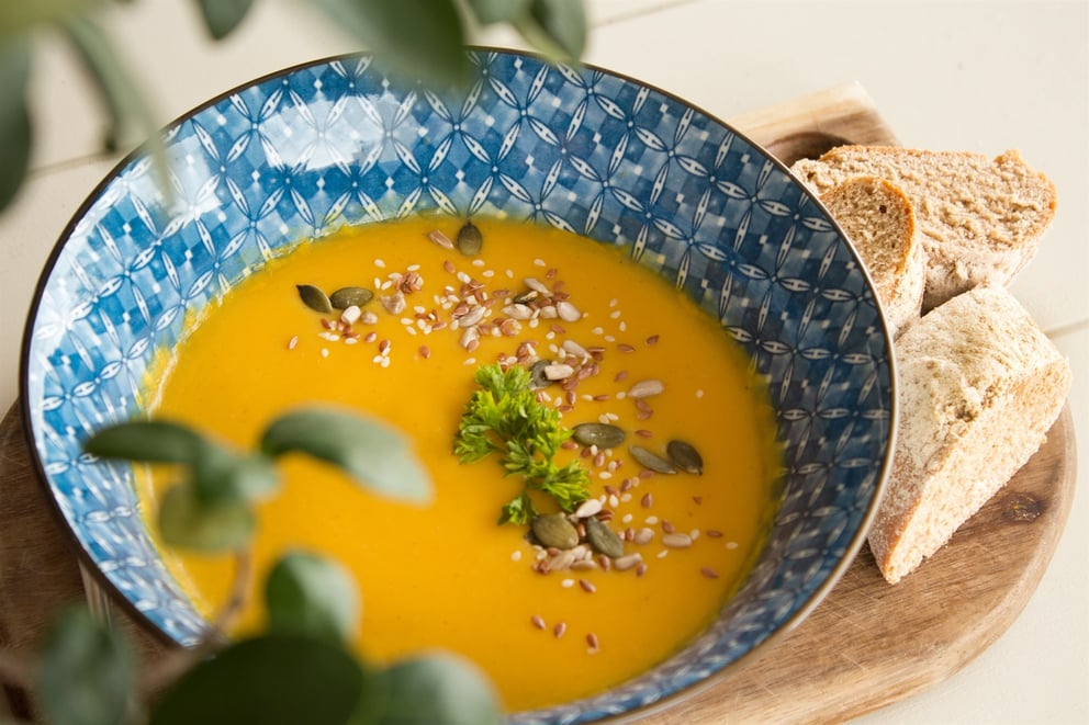 Yellow vegan soup.