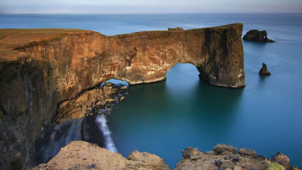 Dyrhólaey sea arch in Iceland.