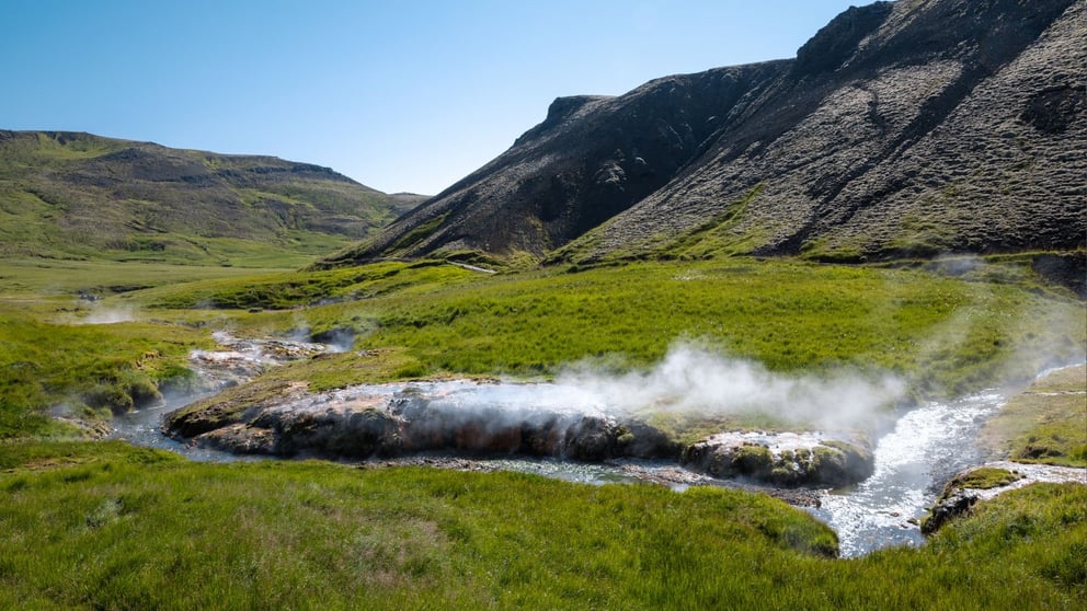 Reykjadalur Hot Spring River in Iceland.