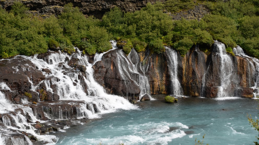 Hraunfossar Waterfalls in Iceland.