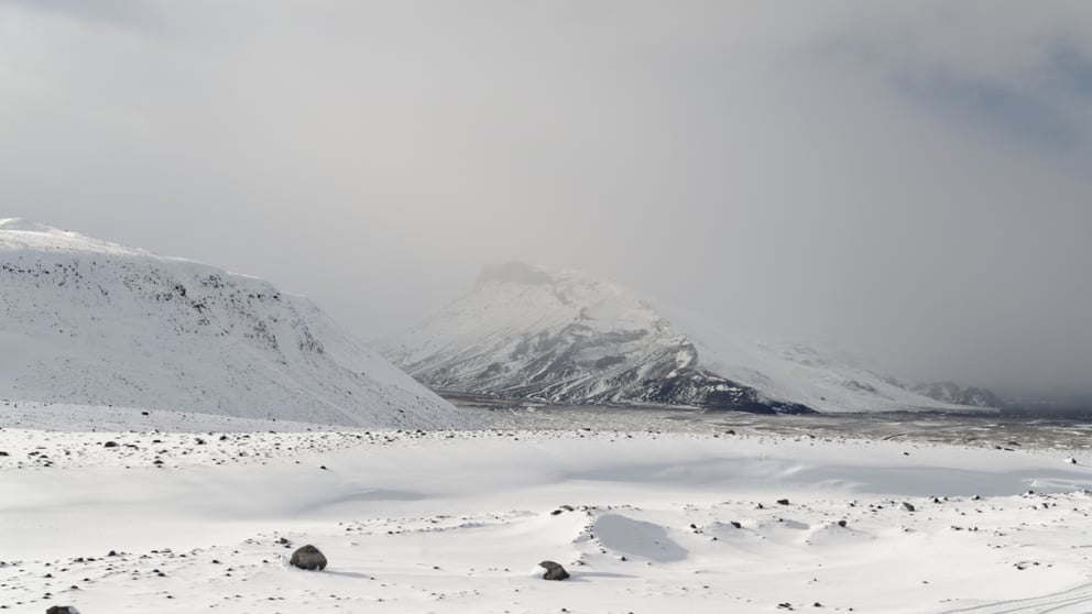 Langjökull Glacier in winter in Iceland.