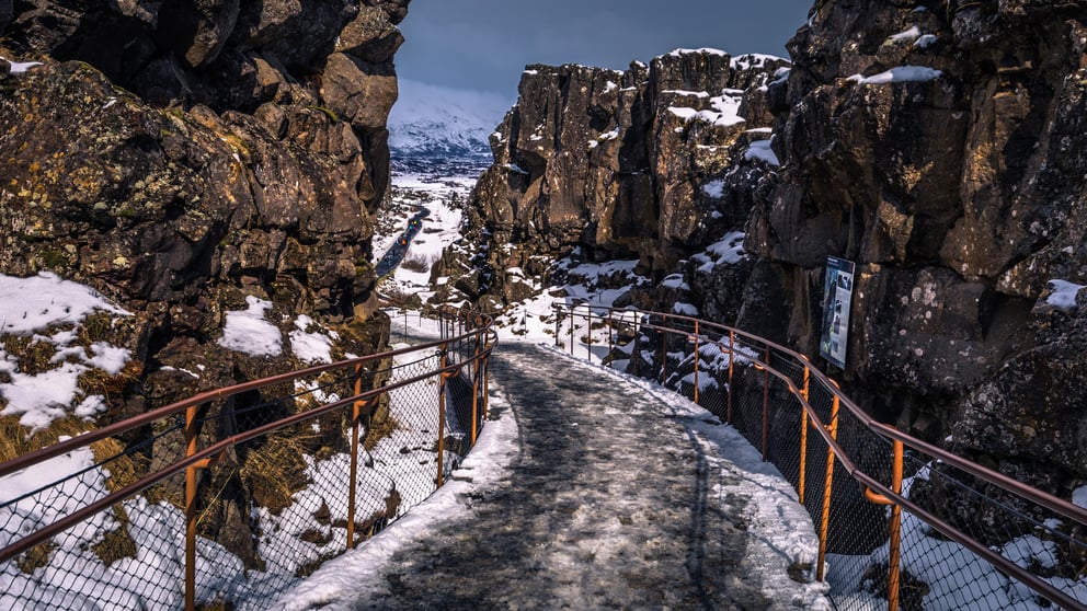 Path leading through Thingvellir National Park