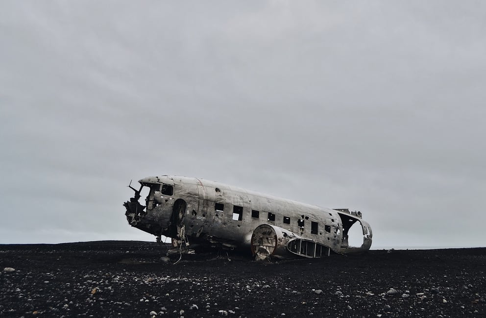 Sólheimasandur plane wreck site in Iceland.