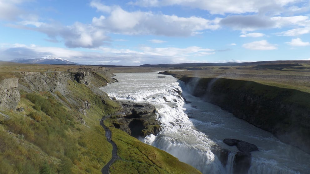 View over Gullfoss in September.
