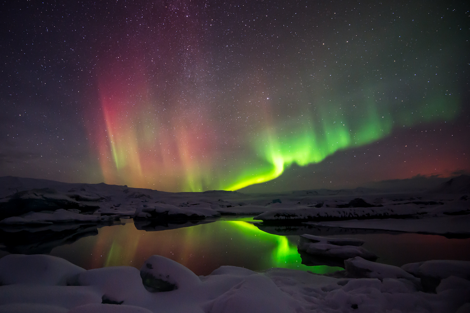 Lights at Jökulsárlón | Iceland Car Rental