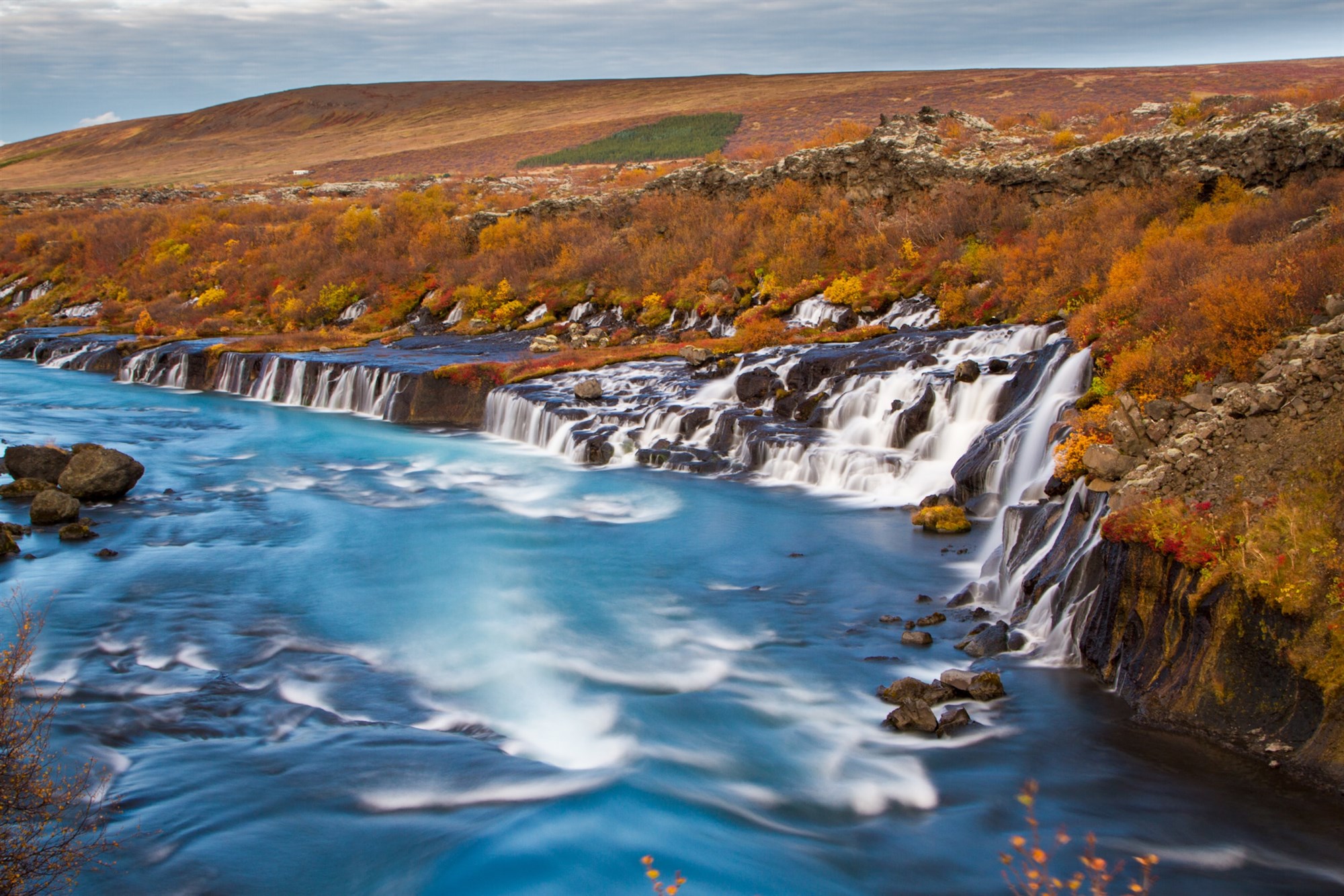 Hraunfossar spring waterfalls in West Iceland