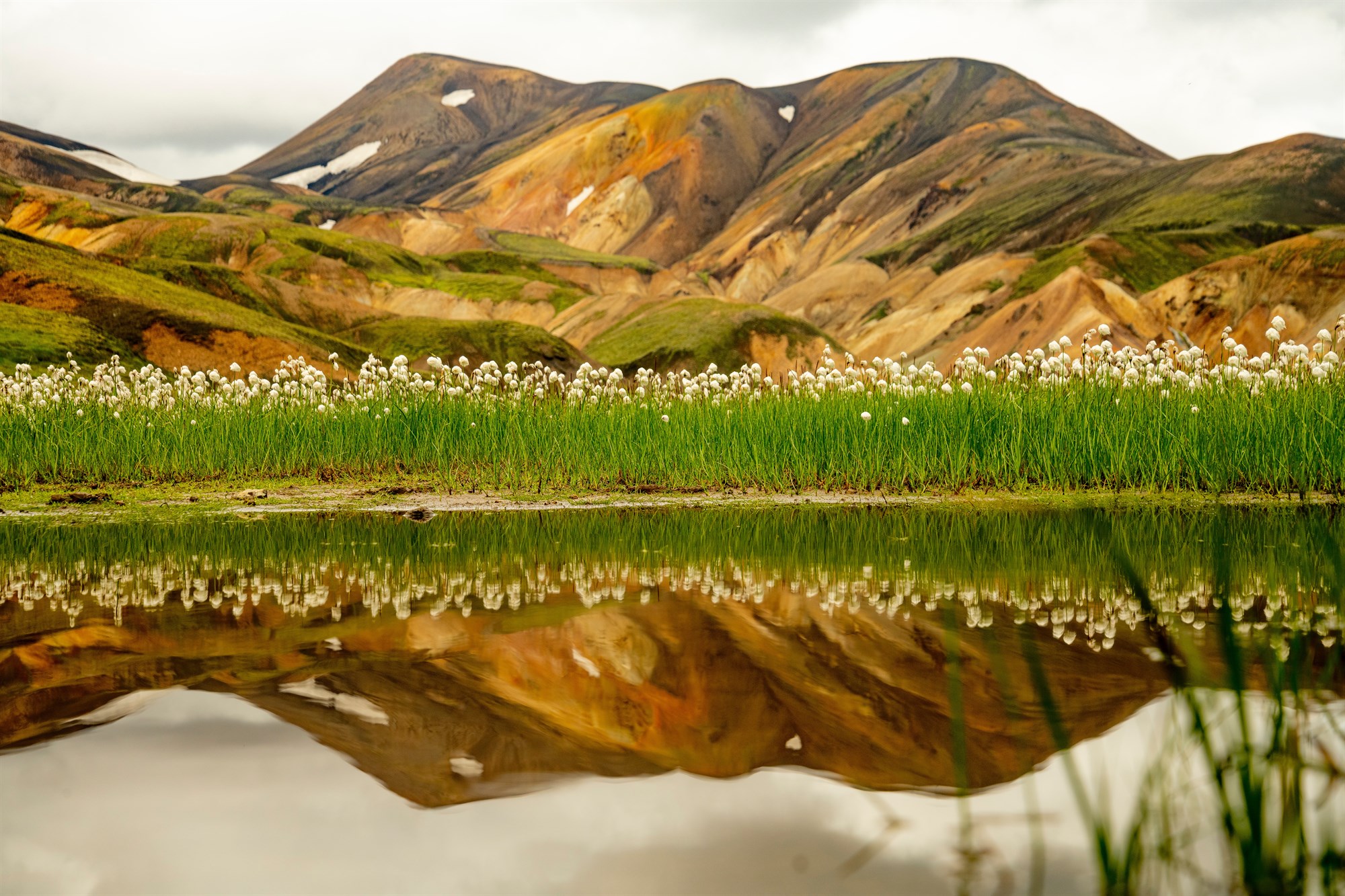Landmannalaugar reflected in water