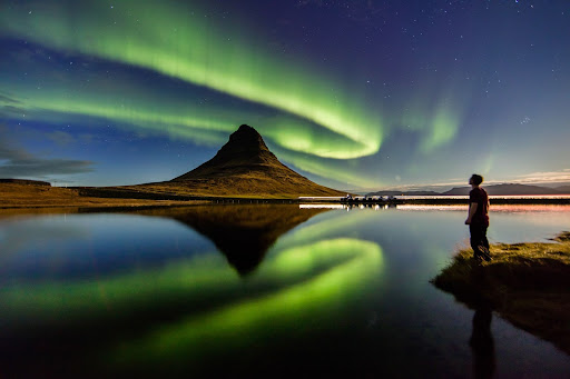 Northern lights above Kirkjufell Mountain, Iceland