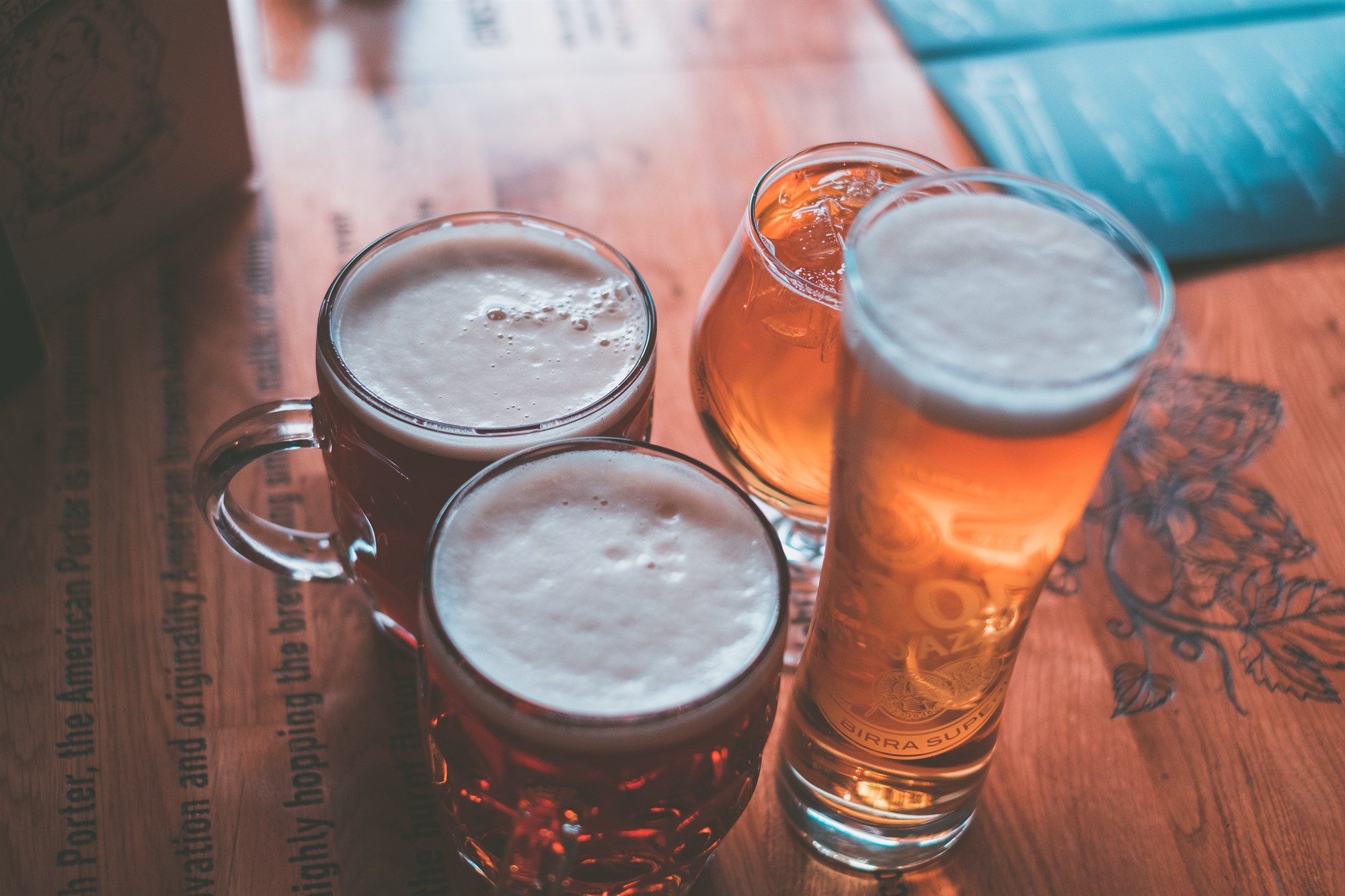 Round of drinks in a bar in Reykjavik, Iceland.