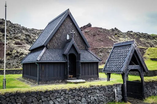 Heimaey Stave Church in the Westman Islands of Iceland