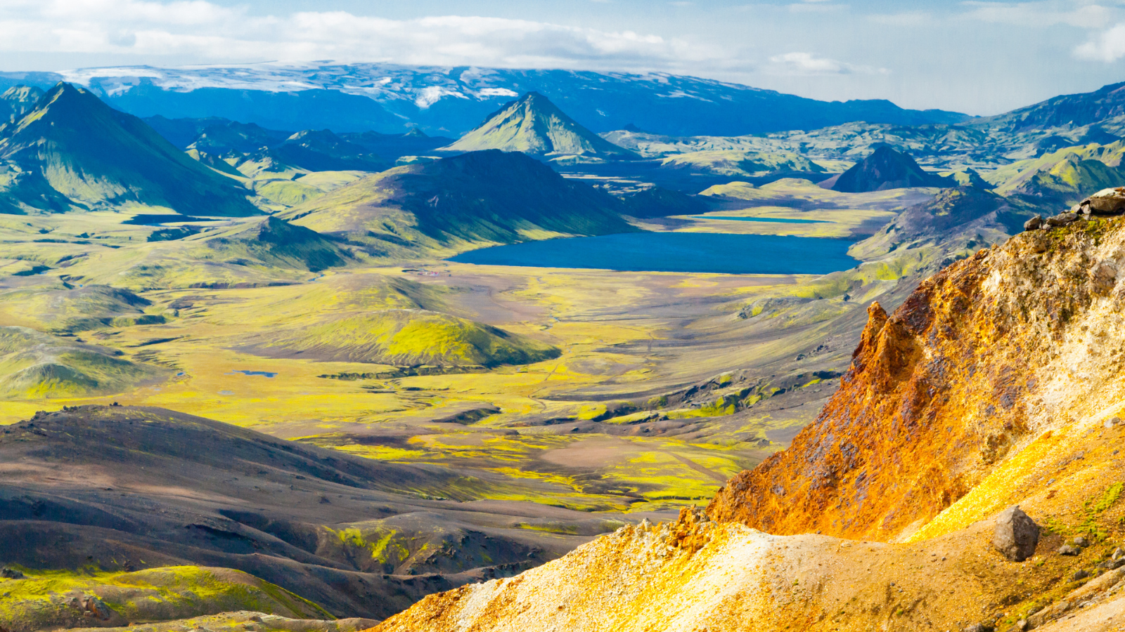 Colourful mountain landscape of Icelandic Highlands of the Laugavegur Trail.