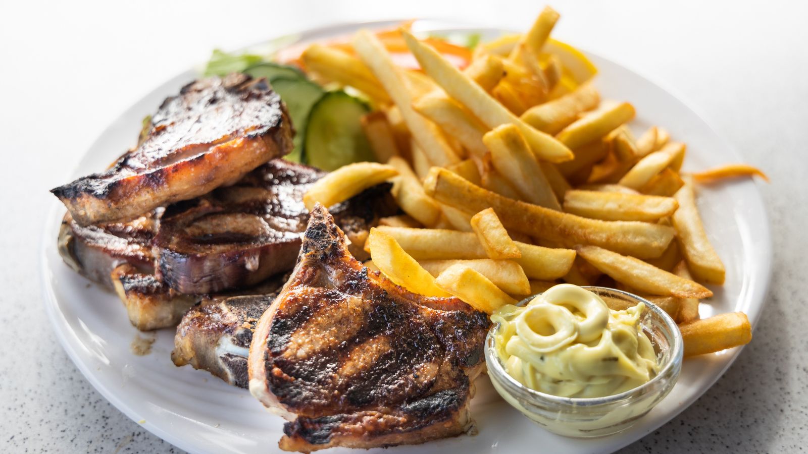 Grilled Icelandic lamb served with chips.