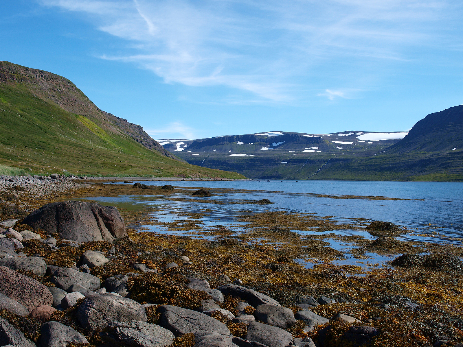 Sunny day on the Hornstrandir Peninsula, Iceland.