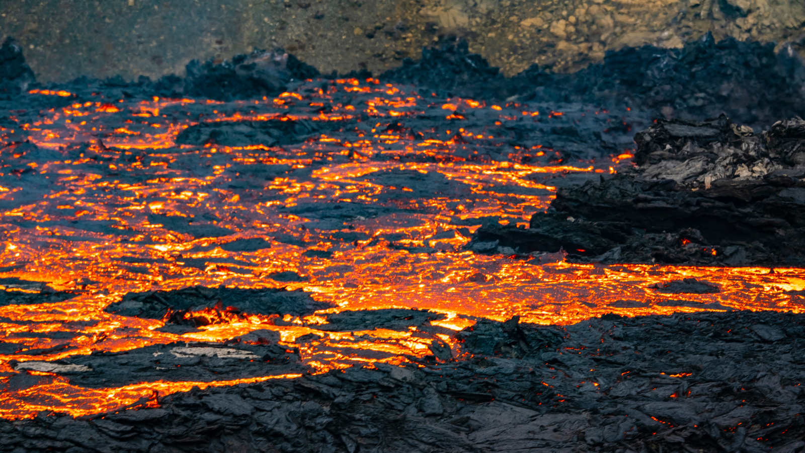 Lava pooling after the Fagradalsfjall eruption in the Reykjanes Peninsula.