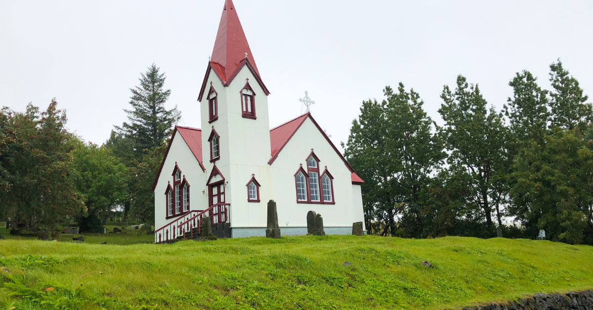 Breiðabólstaðarkirkja Rural Church in the town of Hvolsvöllur, south Iceland.