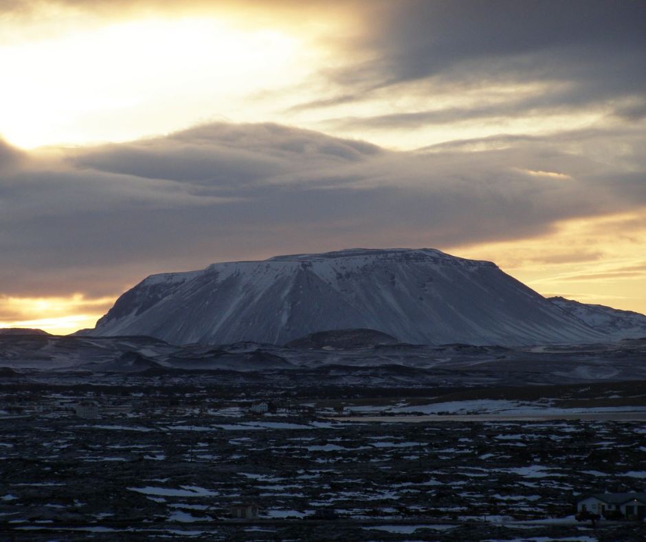 The beautiful Herðubreið mountain at sunset