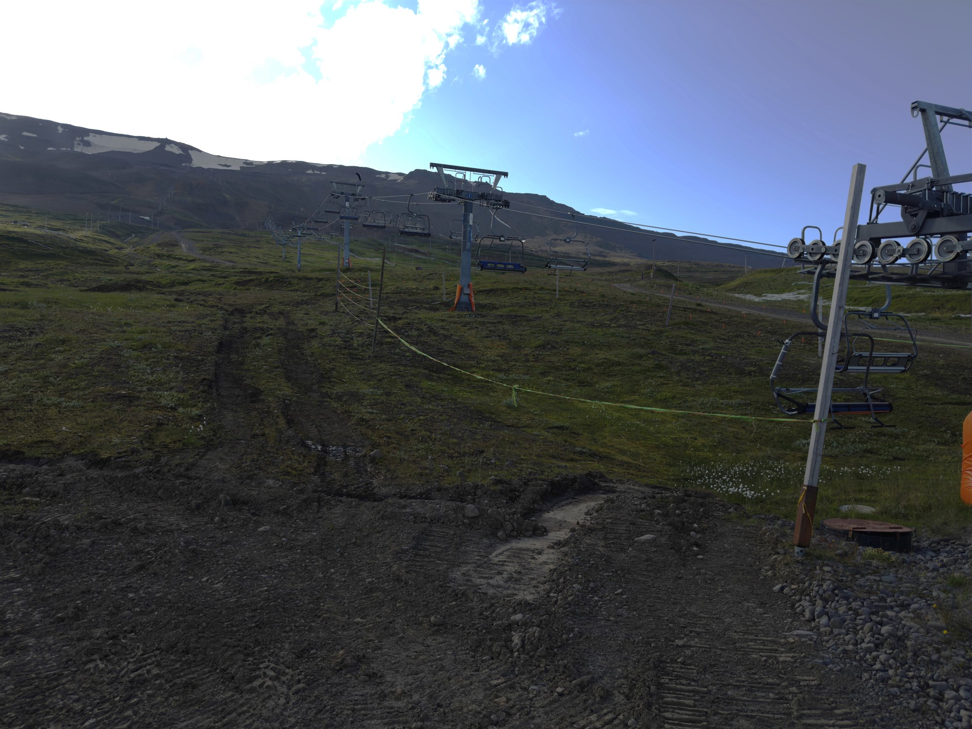 Ski lifts over the trails at Hlíðarfjall, near Akureyri