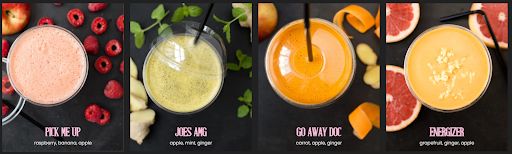 Joe and the Juice menu from Reykjavik airport website