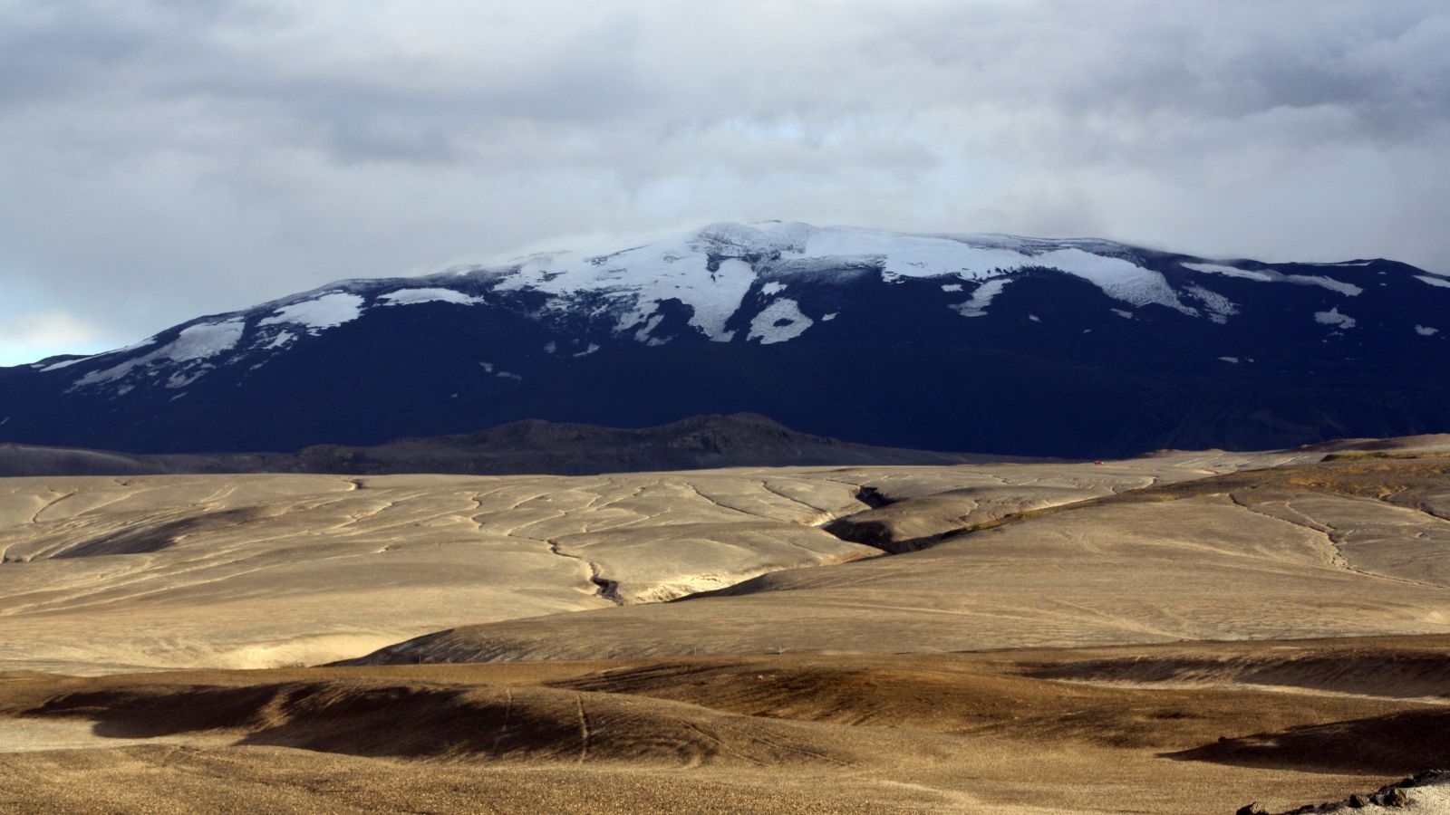 The ominous Katla Volcano covered in snow.