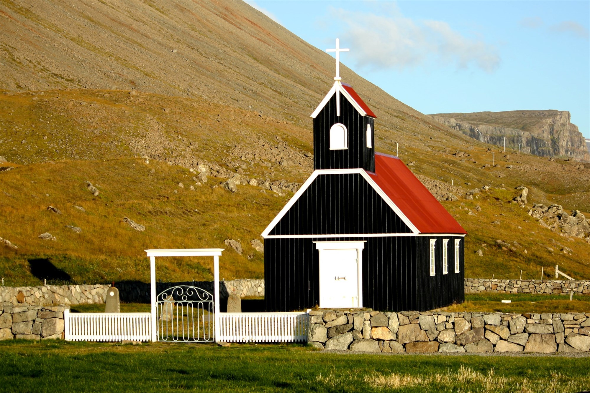 Black church in the Westfjords of Iceland