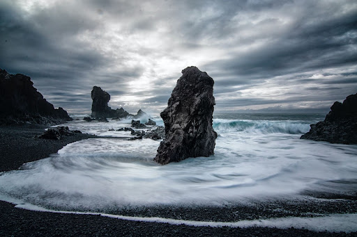 Basalt columns at Djupalonssadur beach in Iceland 