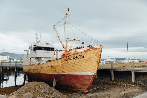 Boat moored in Reykjavik Harbour