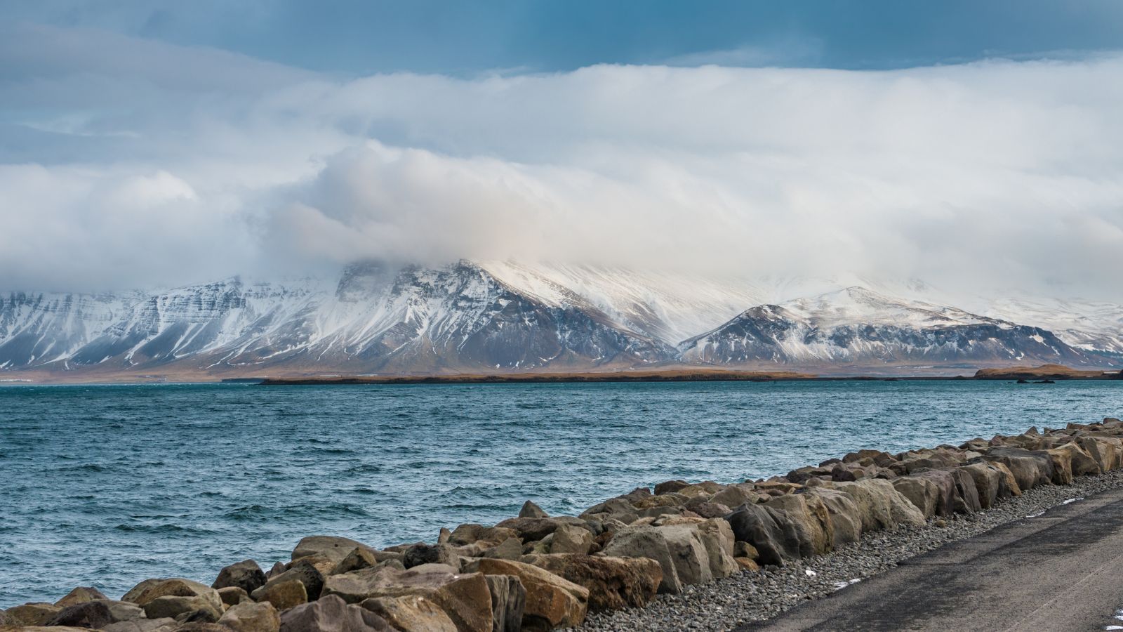 View of Mt Esja from Reykjavík.