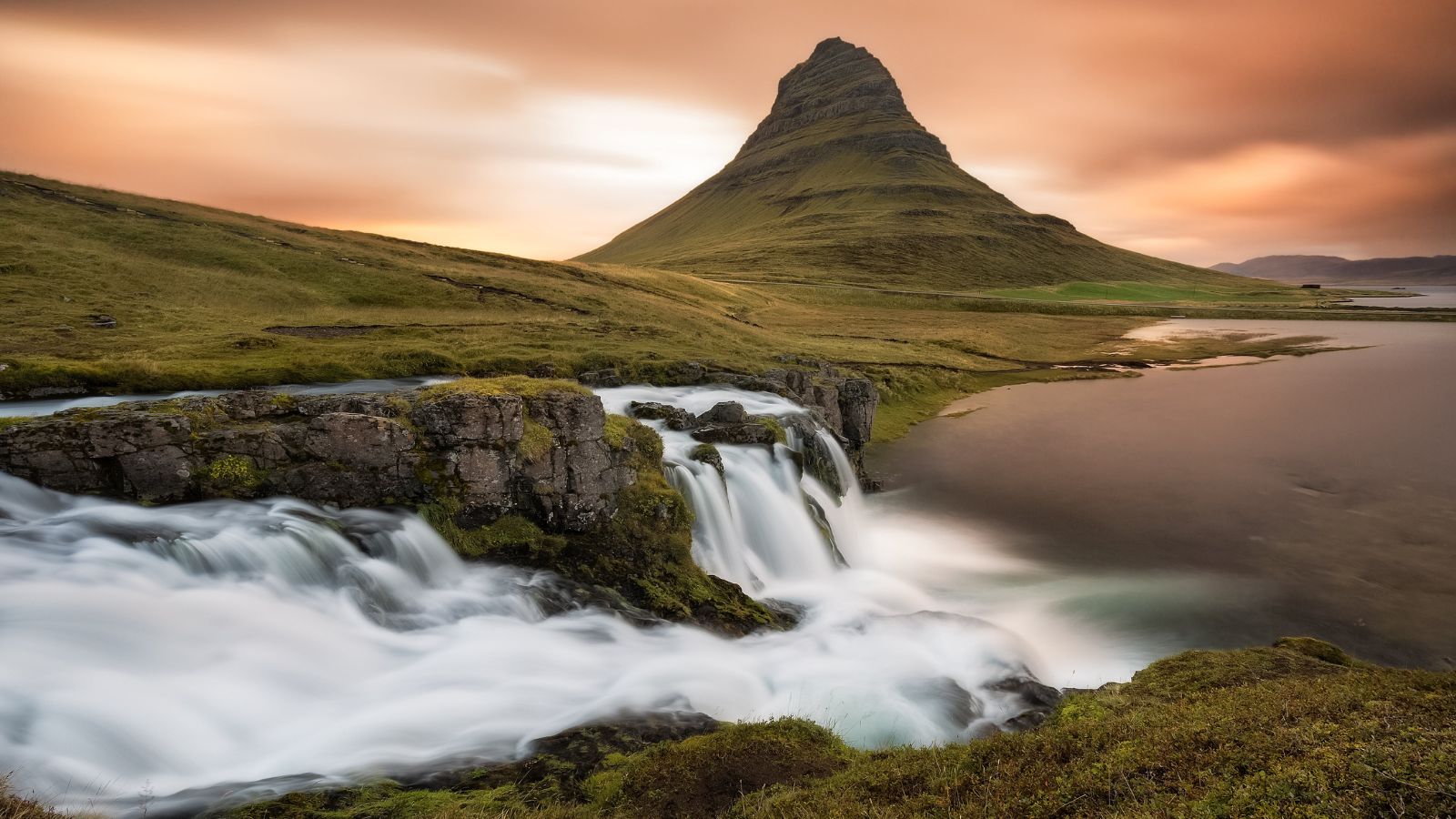 Kirkjufell Mountain and waterfall in Iceland.