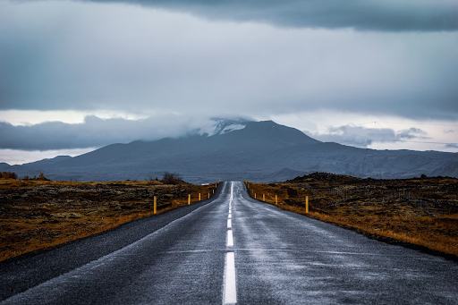 An open road near Hella, Iceland