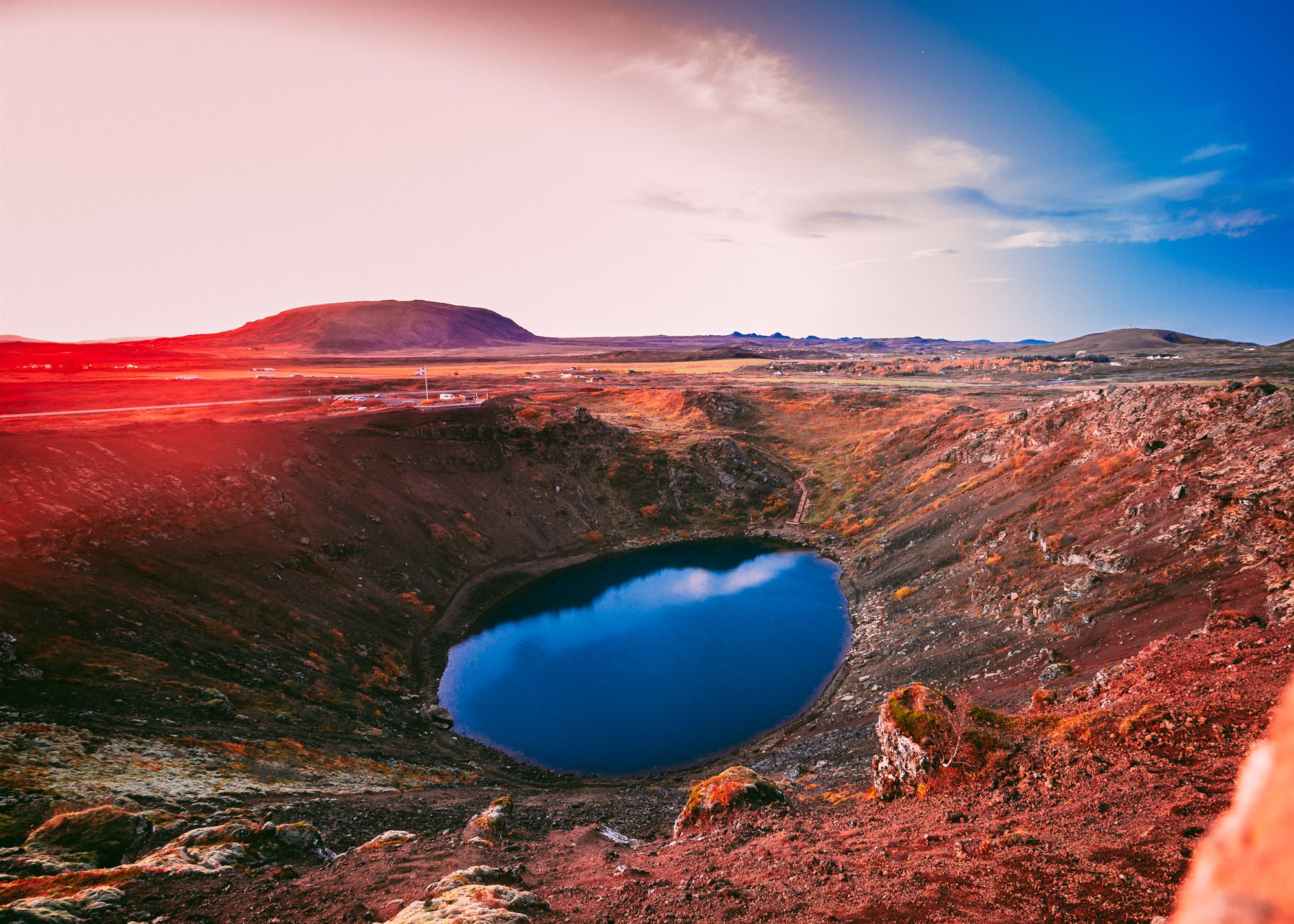 Clear sky over the Kerid Crater, Iceland